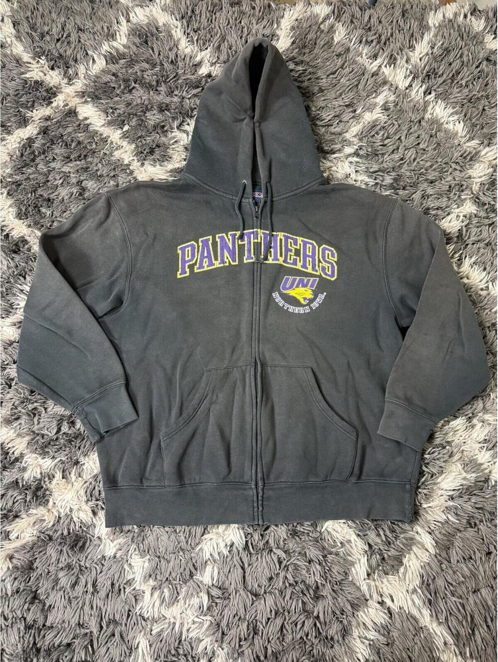 Vintage 90s Northern Iowa Panthers Jacket Adult XL Jansport Black Full Zip